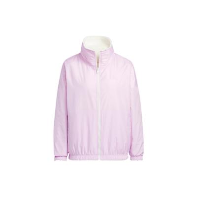 Wendejacke aus Sherpa-Fleece mit gestreiftem Reißverschluss und Stehkragen Damenjacke Rosa Weiß HM7111