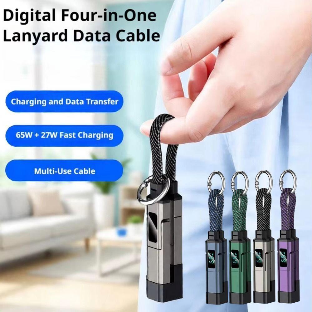 With V/A/W Display 65W Keychain 4 In 1 Portable Fast Charging Cable  Mobile Phone
