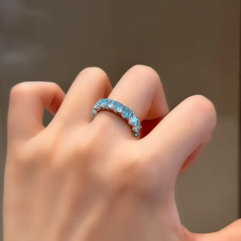 Luxurious Blue Moissanite Ring for Women Charm Simple Women's Moissanite Diamond Ring Jewelry Valentine's Day Gifts