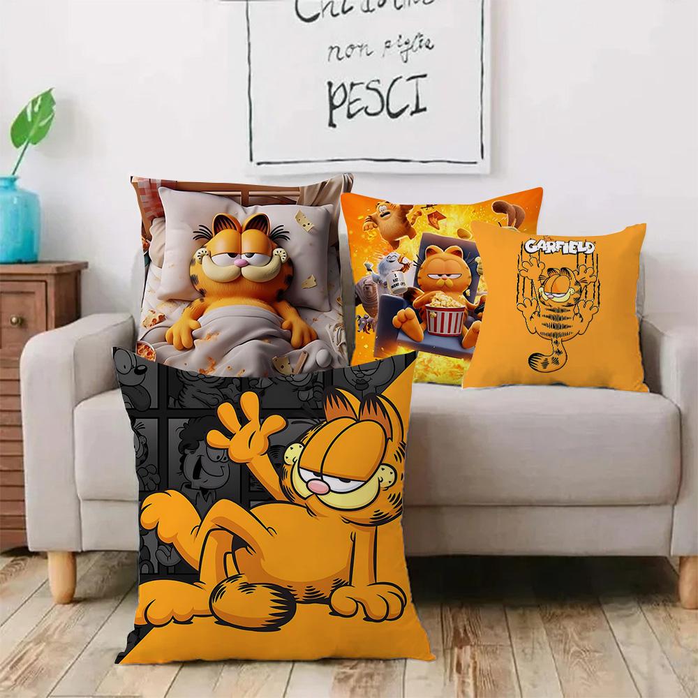 Cute Cartoon Garfields Pillow Covers Cartoon Sofa Decorative Home Double-sided Printing Short Plush Cute Cushion Cover