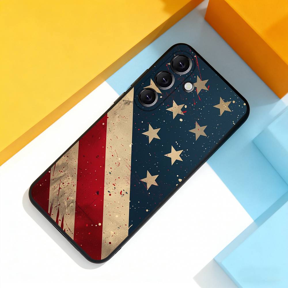 America USA Flag Cool For Samsung Galaxy A 73,72,51,53,52,71,22,5G,Note,J7,8,9 Soft Black Cover Phone Case