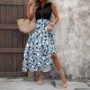 Women's Casual And Fashionable V-neck  Sleeveless Printing Mid Length Dress