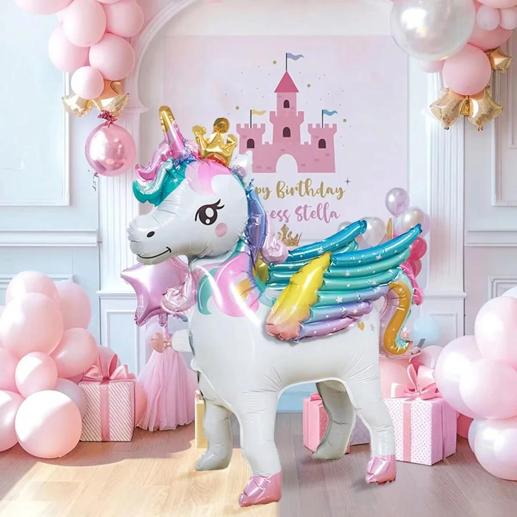 3D Standing Unicorn Foil Balloon Boy Girl Birthday Party Decoration Rainbow Unicorn Party Decoration Supplies Children Toy Gifts