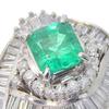 Ring Pt900Platinum/Emerald/diamond #7.2(US Size) 9.4g Women Used