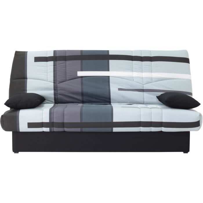 3-seater Clic Clac Convertible Sofa - Fabric with Piste Grey Pattern - L 190 X D 92 Cm - DREAM - Contemporary Style