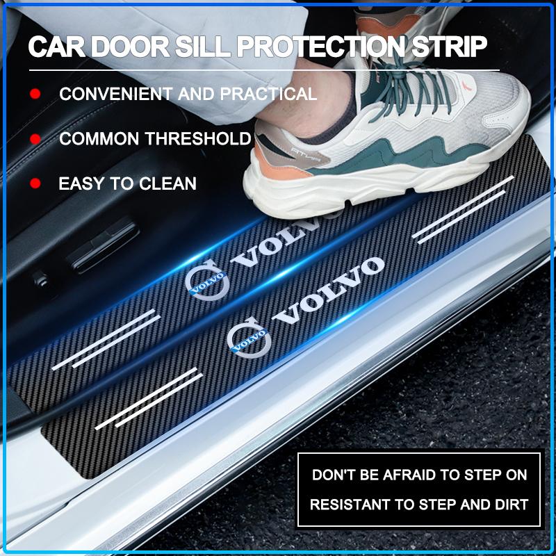 4Pcs Carbon Fiber Car Doorsill Stickers Protect Film Accessories For Volvo XC90 XC60 XC70 XC40 V90 V60 V40 C70 C30 S80