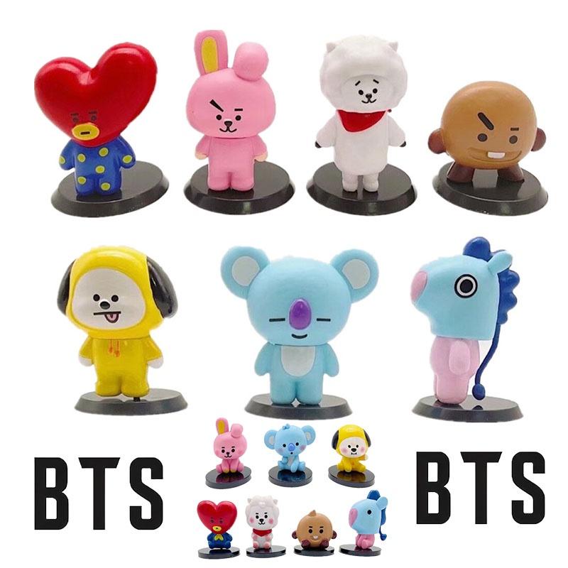 BTS BT21 7-teiliges Set Babyphone-Figuren, Ornamente, Tortenaufsatz, Spielzeug, Geschenk