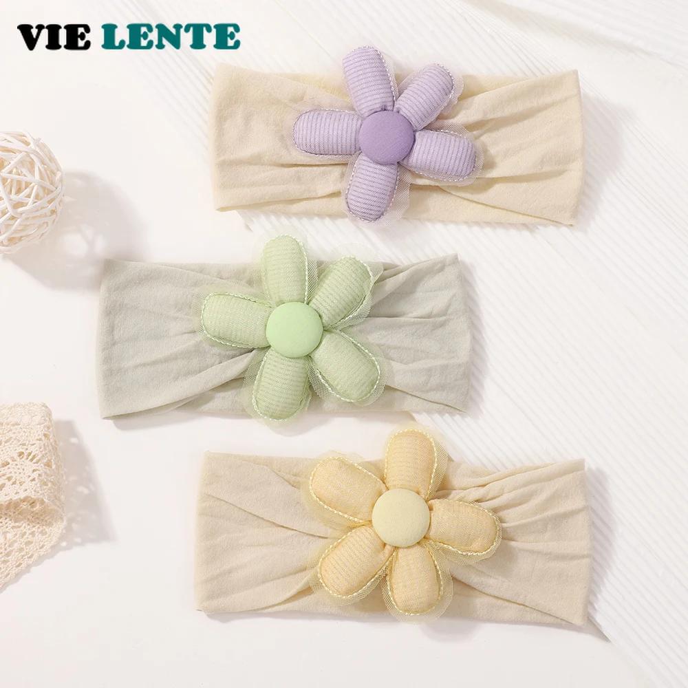 1 Stück Weiche Nylon-Kopfbedeckung Astique Geeignet für Neugeborene Baby Mädchen Blume Stirnband Elastisches Haarband Turban Kleinkind Haarschmuck