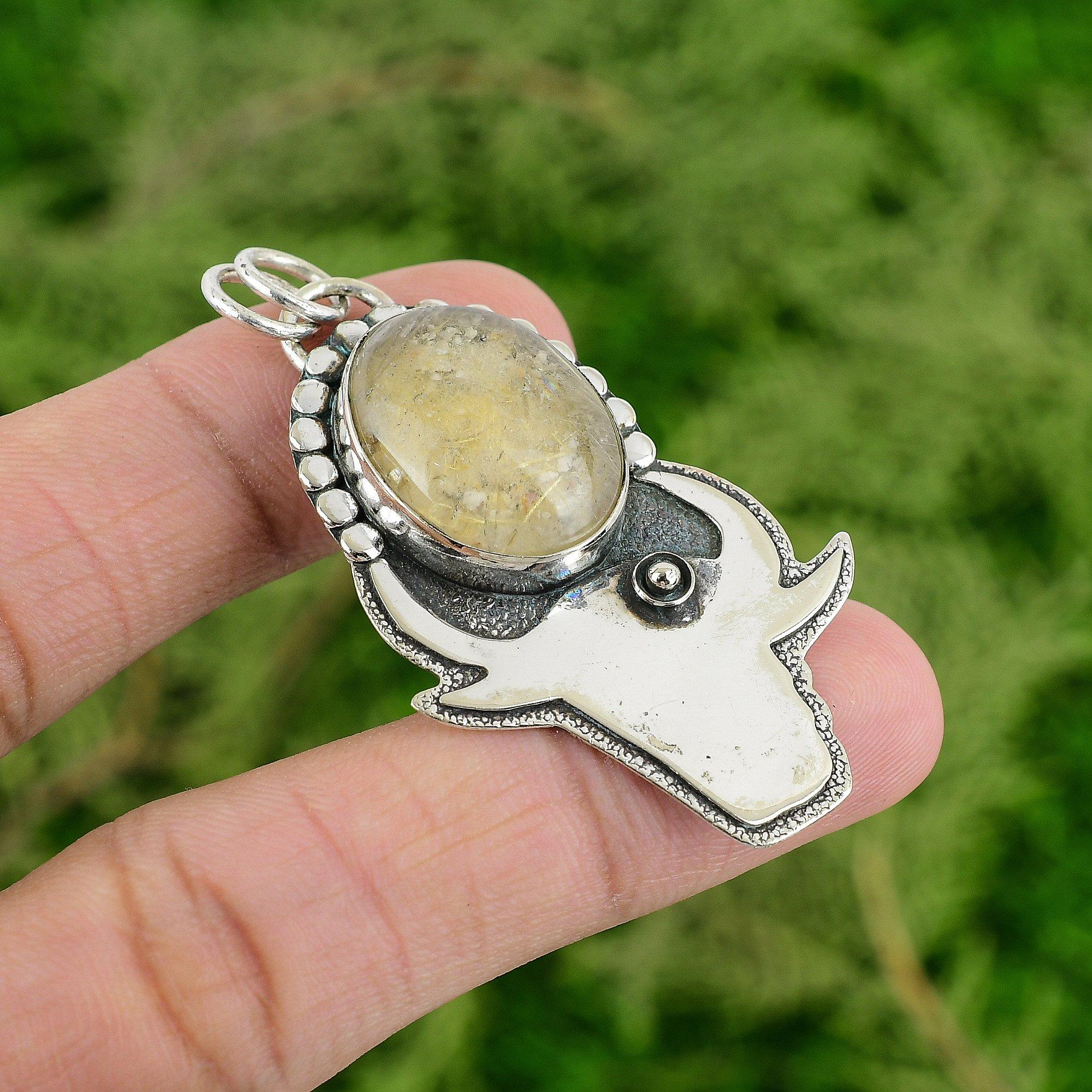 

Daughters Day Deal Garden Quartz Stone 925 Sterling Silver Boho Pendant Jewelry