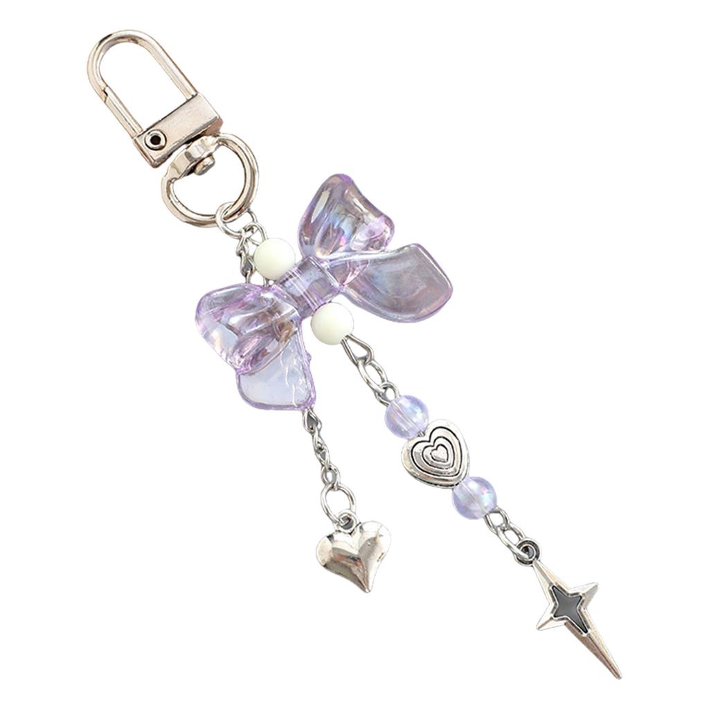 Car Keychain for Women Girls Cute Keychain Bag Charms Metal Heart Bowknot Keychain Accessories for Backpacks Wallets