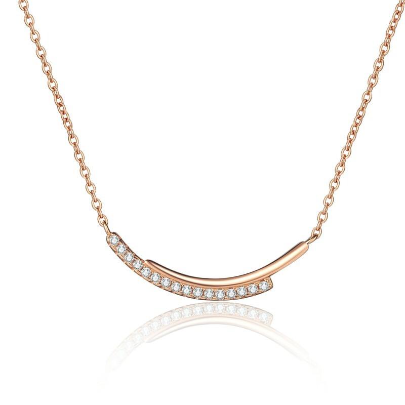 Elegant Champagne Gold Moissanite Necklace Women Sterling Leaf Pendant Minimalist Linear Chain Lightweight Daily