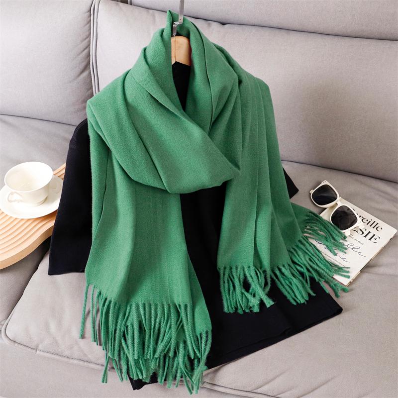 Fashion Luxury Solid Women Winter Scarf Warm Thicken Cashmere Shawl Outdoor Tassels Pashmina Lady Wrap Windproof Scarves