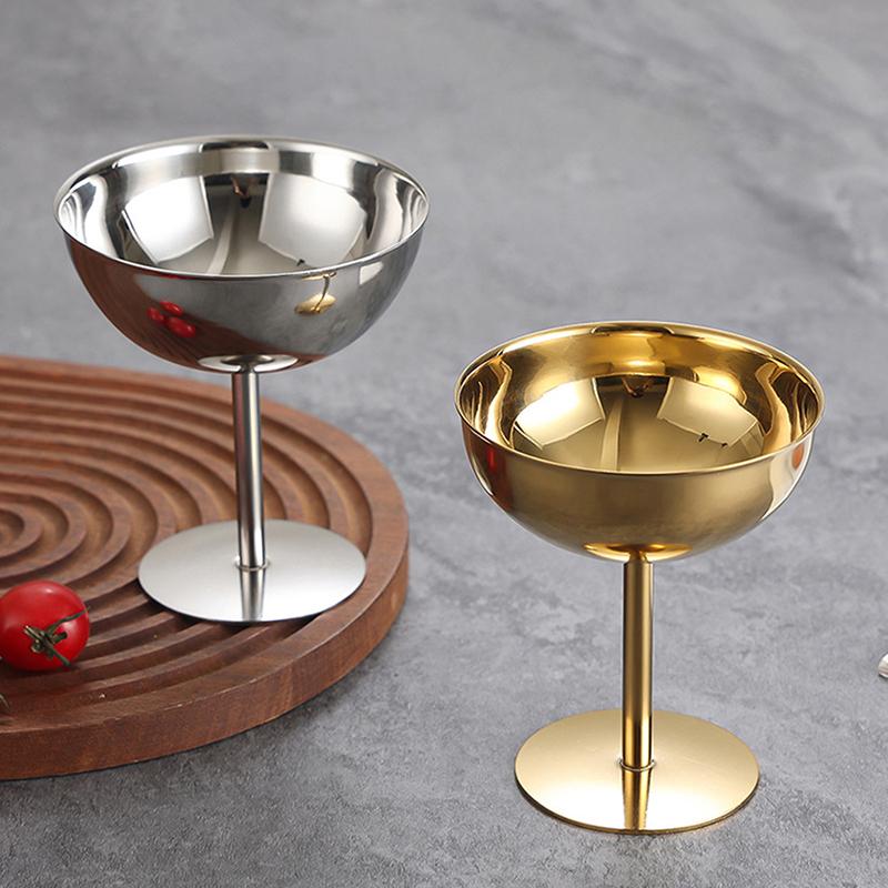 Coppetta da Dessert Retro con Piedino Alto in Acciaio Inossidabile 304 Contenitore di Lusso per Gelato Bicchiere da Cocktail per Hotel Ristorante Bicchiere per Budino