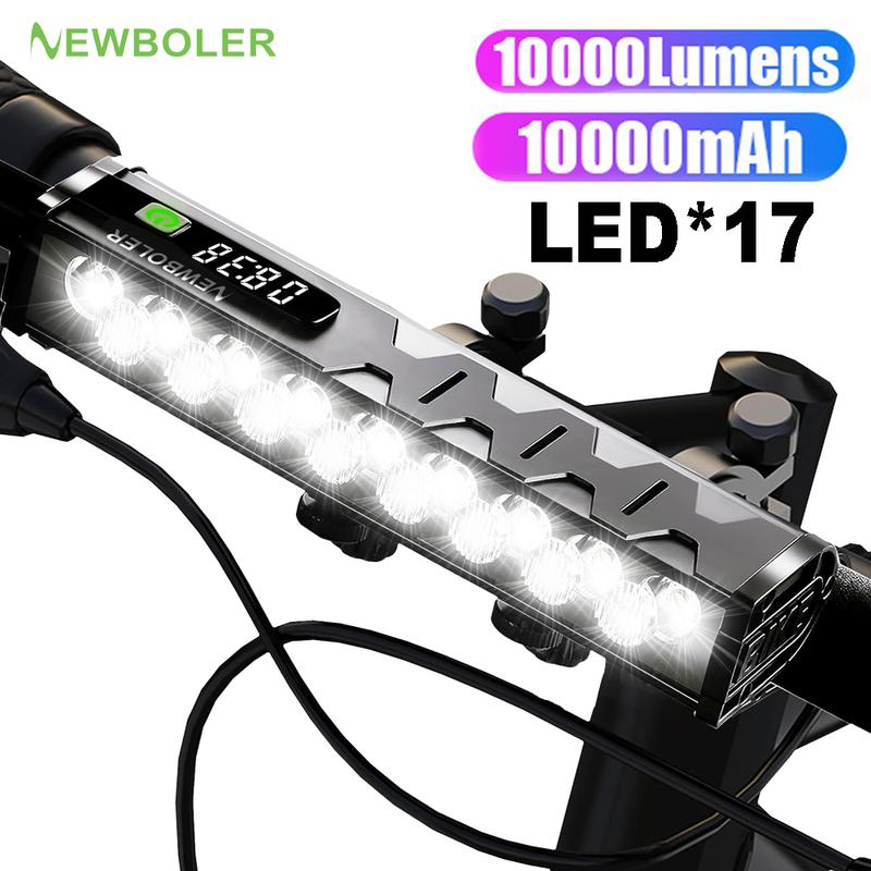 Φως Ποδηλάτου 10000mAh 17 LED Φως Ποδηλάτου Εμπρός Επαναφορτιζόμενος Φακός LED 10000LM Προβολέας με Power Bank Αξεσουάρ Ποδηλάτου