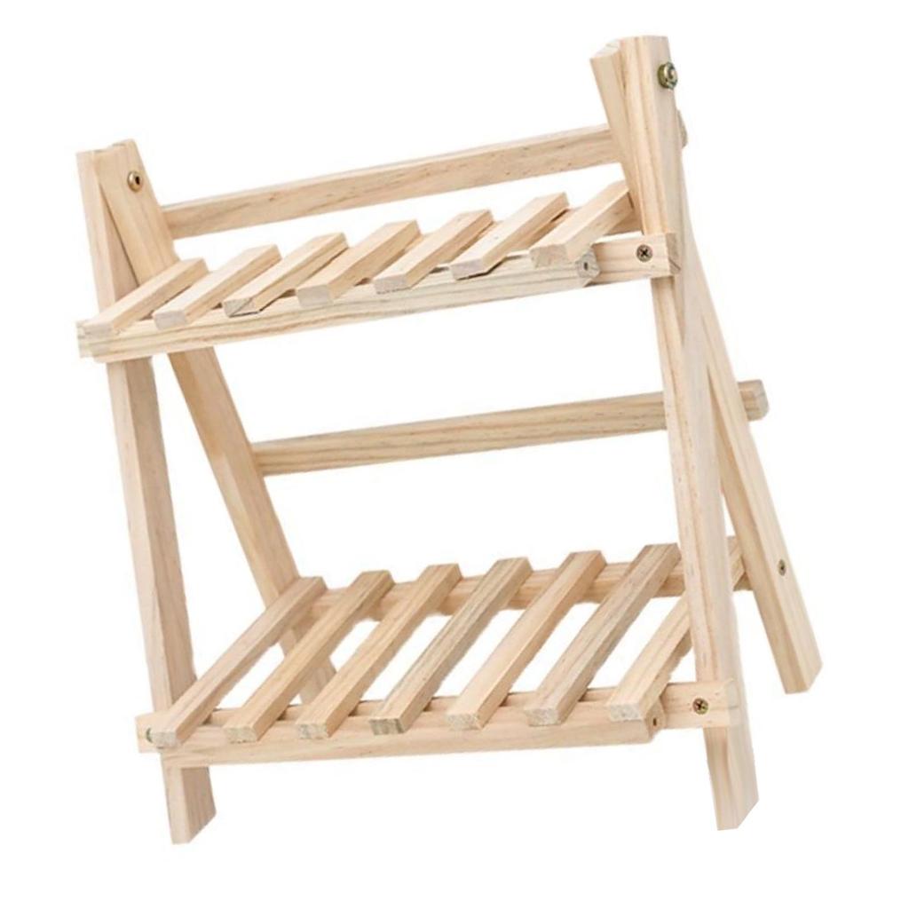 Desktop Organizer Rack 2 Tiers Wood Book Shelf Decorative Countertop Storage Rack for Home Office
