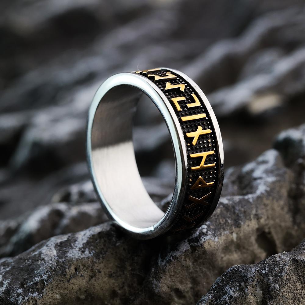 Viking Rune Ring Unisex Stainless Steel Retro Unisex Jewelry