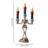 Skull Candelabra Halloween Decoration Skeleton Candlestick with Flameless Candle LED Light for Mantels Tabletop Porch