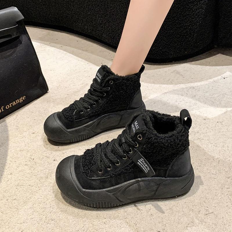 Fleece Heightening Snow Boots Women's 2025 Autumn and Winter New Versatile Internet Celebrity Warm Platform Martin Short Boots Cotton Shoes
