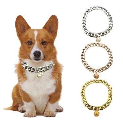 Bell Shiny Plastic Cat Dog Golden Chain Necklace Collar Daily Wear
