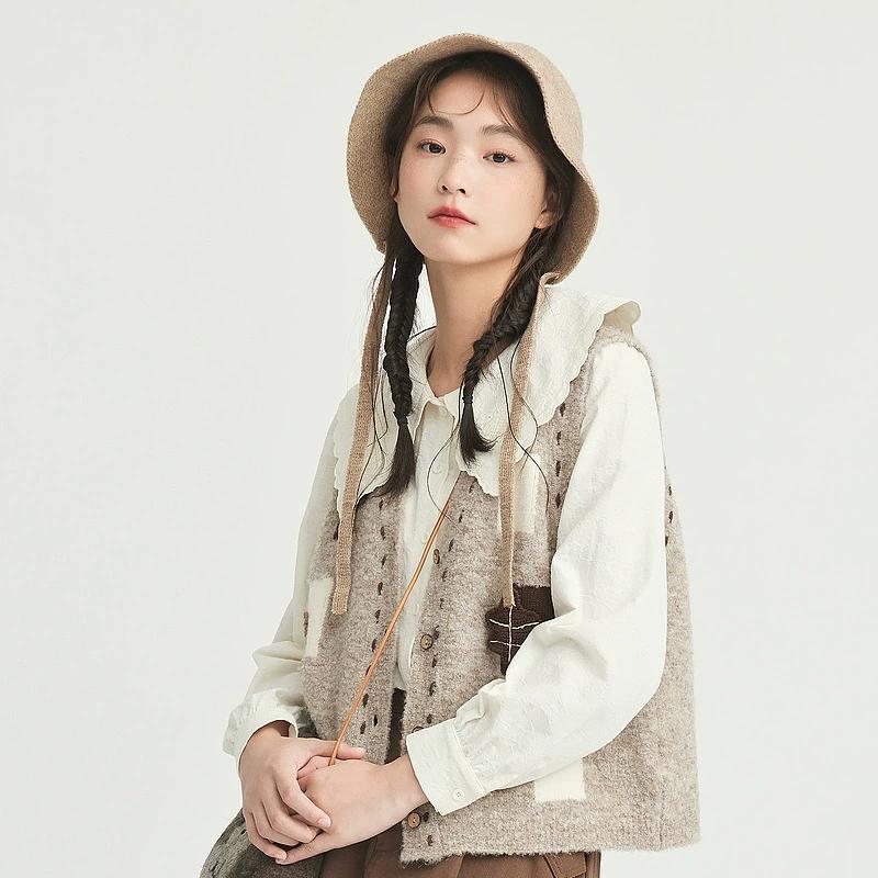 DIMANAF 2025 Autumn Women Sleeveless Buttons Vest Sweaters Style Knitting Casual Loose Short Sweater