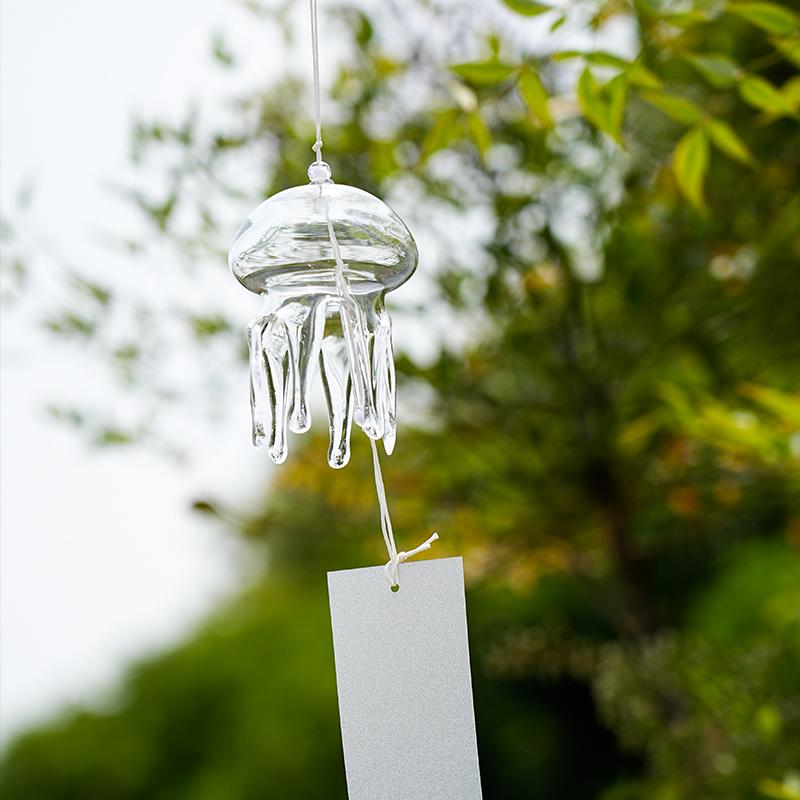 

Modern Simple Glass Jellyfish Wind Chimes Ocean Bubble Decorative Hanging Ornaments for Balcony Window Bedroom Living Room