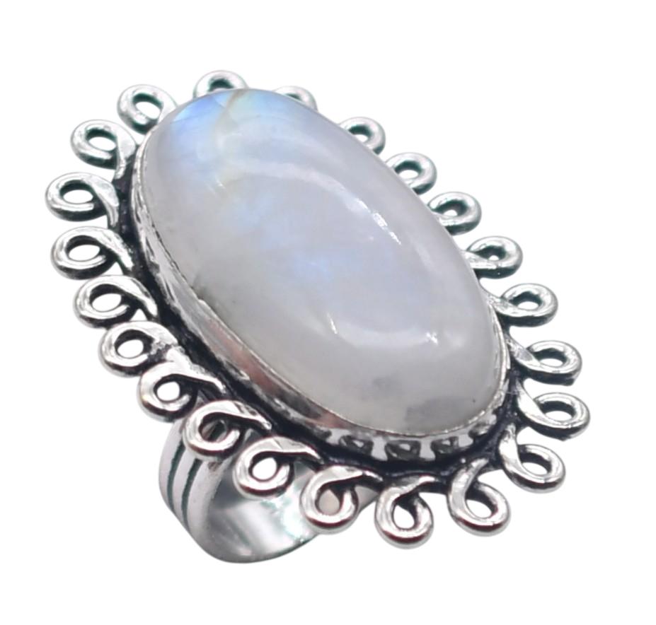 Moonstone Natural Gemstone Antique Silver Ring US Size-4.5 R 5035