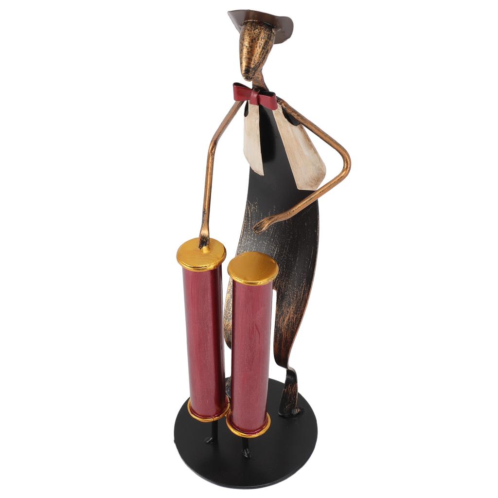 Drummer Statue Iron Drum Player Sculpture Exquisite Decorative Musical Instrument Player Figurine