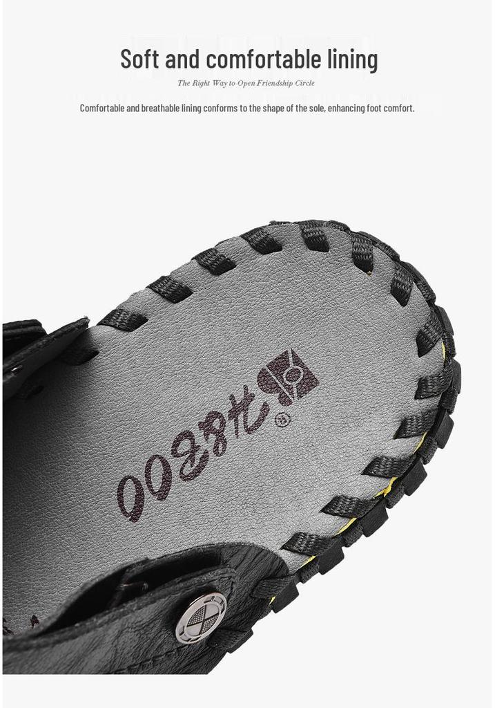 Men's Cross-Strap Breathable Closed-Toe Summer Sandals for Outdoor and Beach