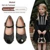 Schwarze/Rote Schleife Mädchen Runde Spitze Koreanischer Stil Weiche Sohle Flach Prinzessin Schuhe