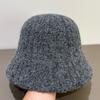 Retro Jednobarevný Klobouk Bucket Dámský Plyšový Pletený Klobouk Bucket Zimní Termální Klobouk Basin Dámský
