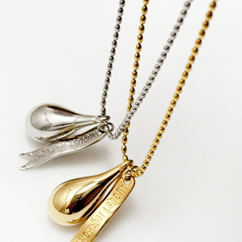 

August Harmony Water Drop Oval Chain Necklace / 2color Gold