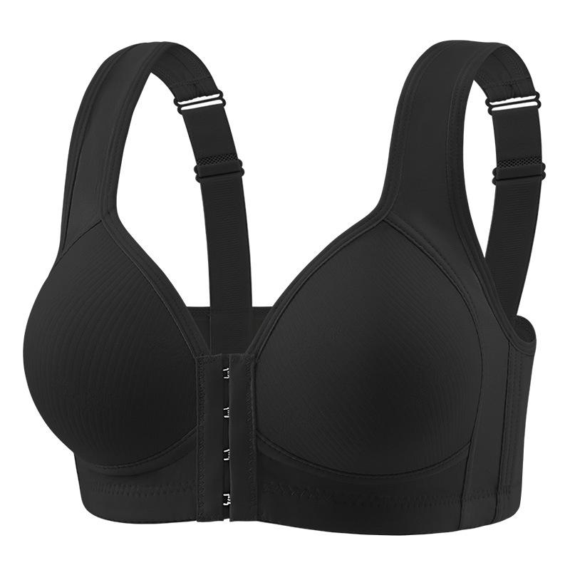 Front Buckle Full Cup Wire-Free Bra for Middle-Aged and Elderly - Comfortable Side Support & Thin Section Gathering Design
