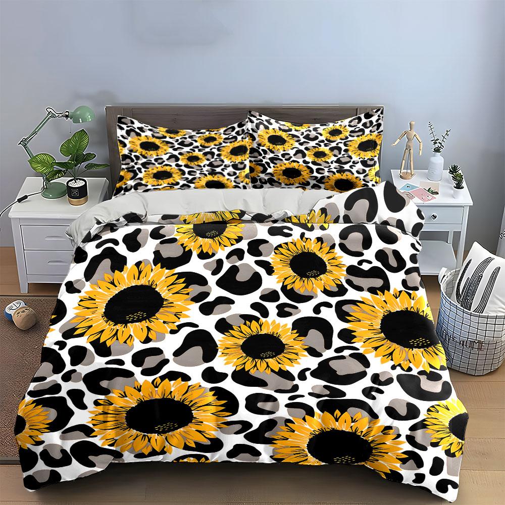 Sunflower-Themed Bedding Set For Bedrooms Exquisite Three-Piece Bedding Set Gift For Kids And Adults