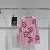 Autumn/Winter 2025 Floral Embroidered Cable Knit V-Neck Button Cardigan - Loose, Lazy Style