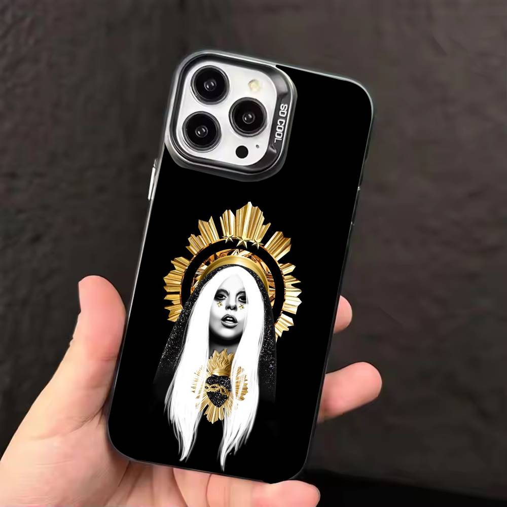 L-Lady Singer G-Gaga Phone Case For iPhone 17 16 15 14 13 12 11 Pro Max Plus Silver candy Matte Cover
