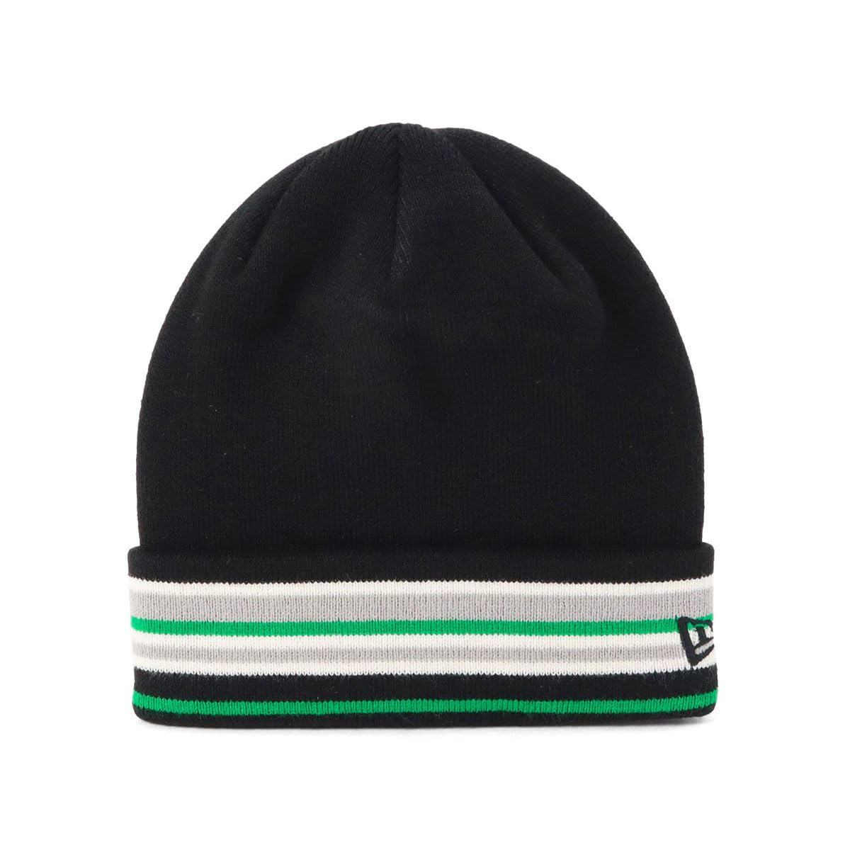 New Era Свободная базовая шапка-бини с отворотом в полоску Черная вязаная шапка чёрный