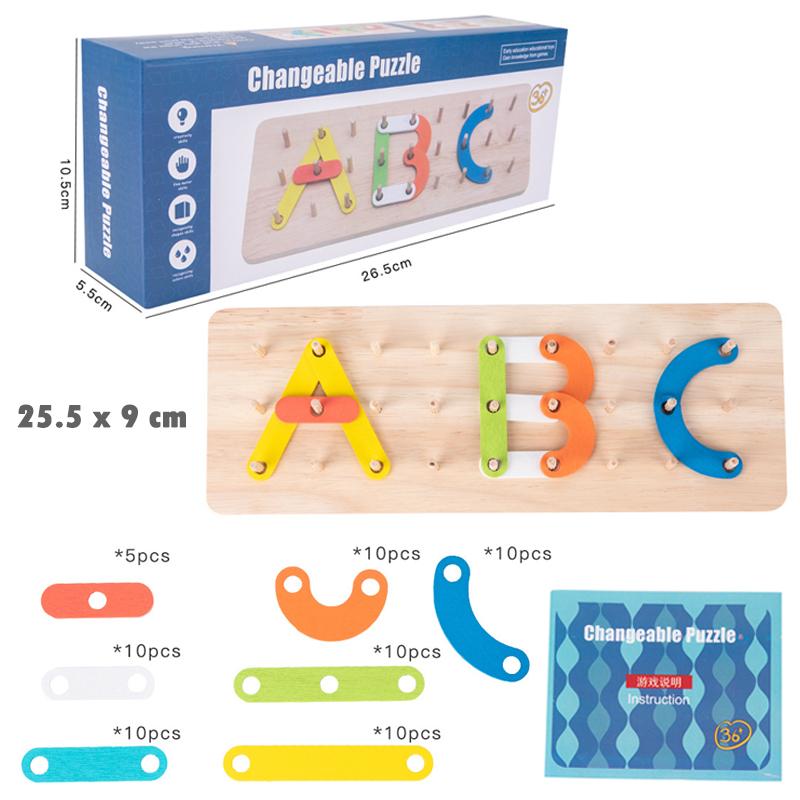 Geoboard Montessori Sensory Wooden Puzzles Toys Shape Color Letter Number Construction Puzzle Geometric Pegboard Children Toys