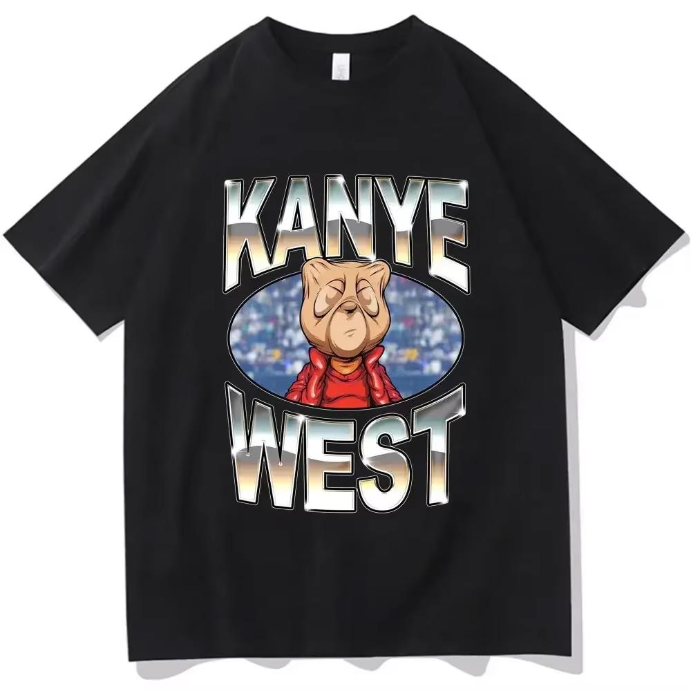 Camiseta Estampada Meme Engraçado do Kanye West Masculina Feminina Algodão Vintage Hip Hop Rap Estilo Camiseta Unissex Manga Curta Streetwear