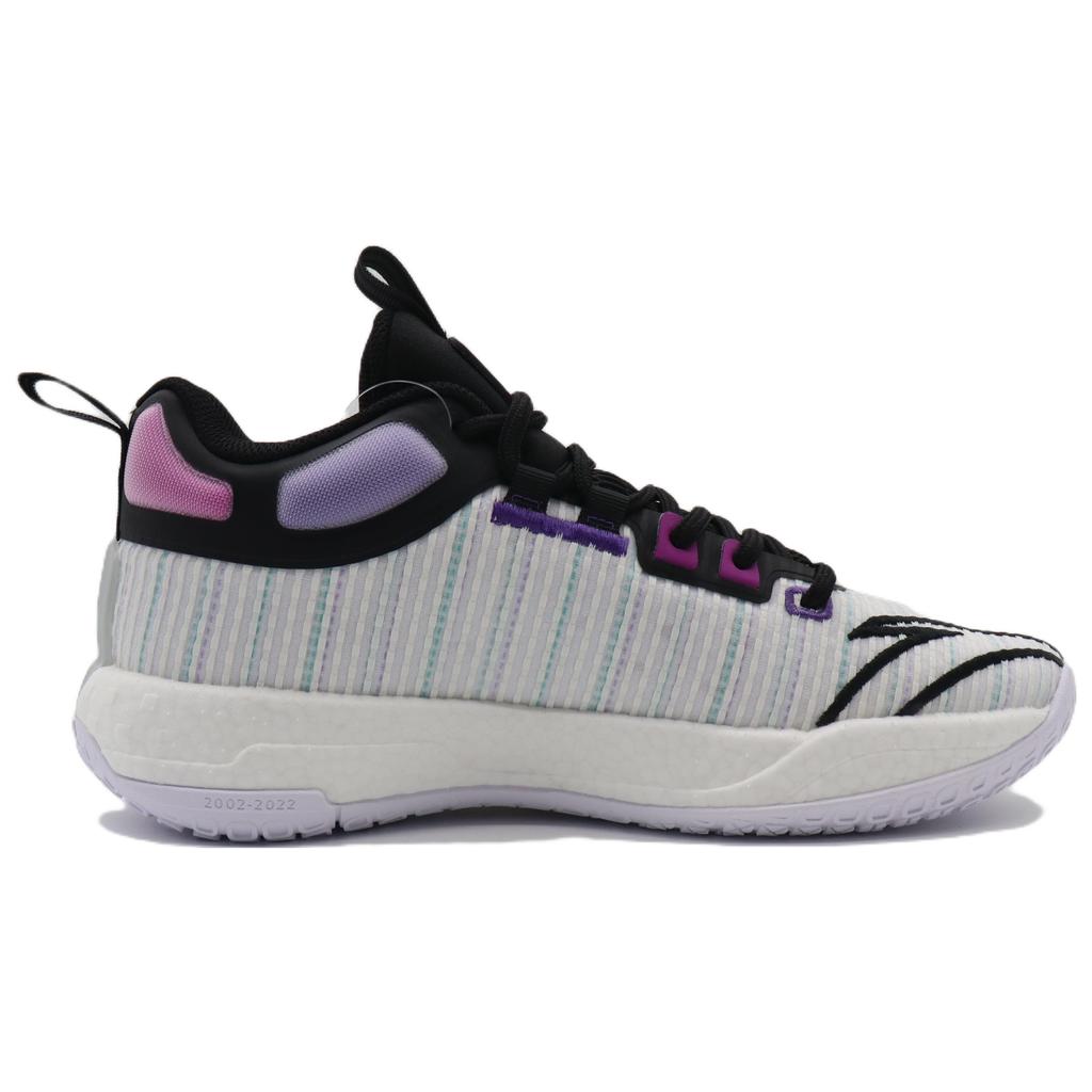 Anta Dominator Shock Absorption Non-Slip Wear-Resistant High-Top Basketball Shoes Men Sneakers White Black Purple 112241112-1