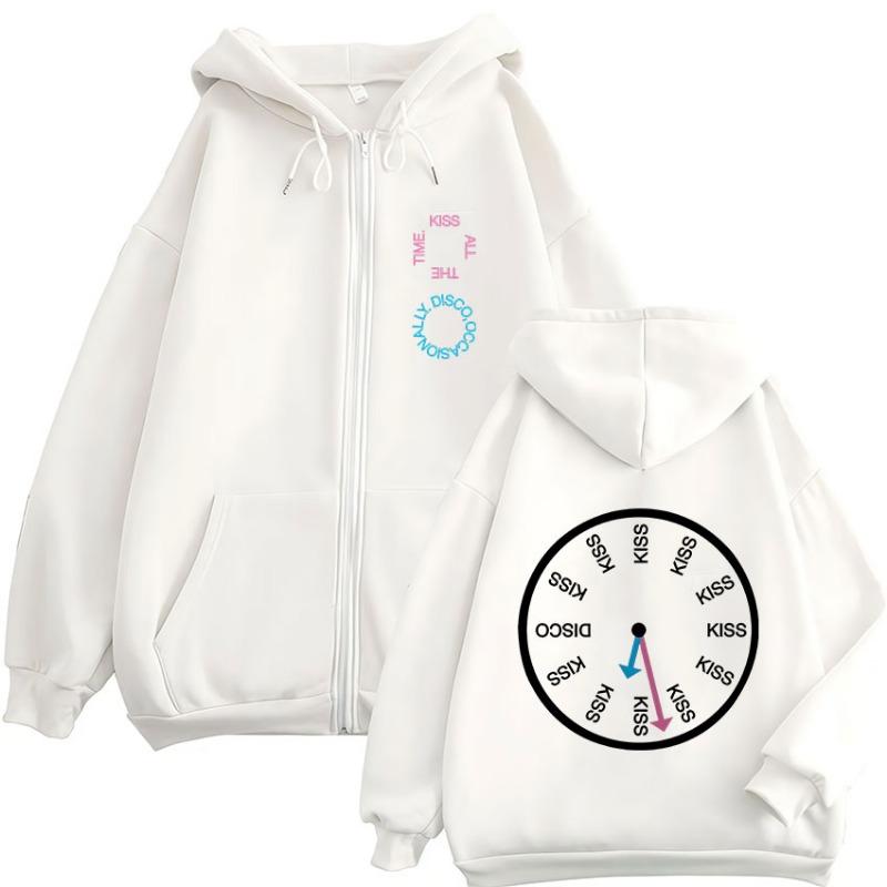 Kiss All The Time Disco Occasionally Album Zipper Hoodies Men's Women Fashion Hip Hop Zip Up Hooded Sweatshirt Long Sleeves Coat
