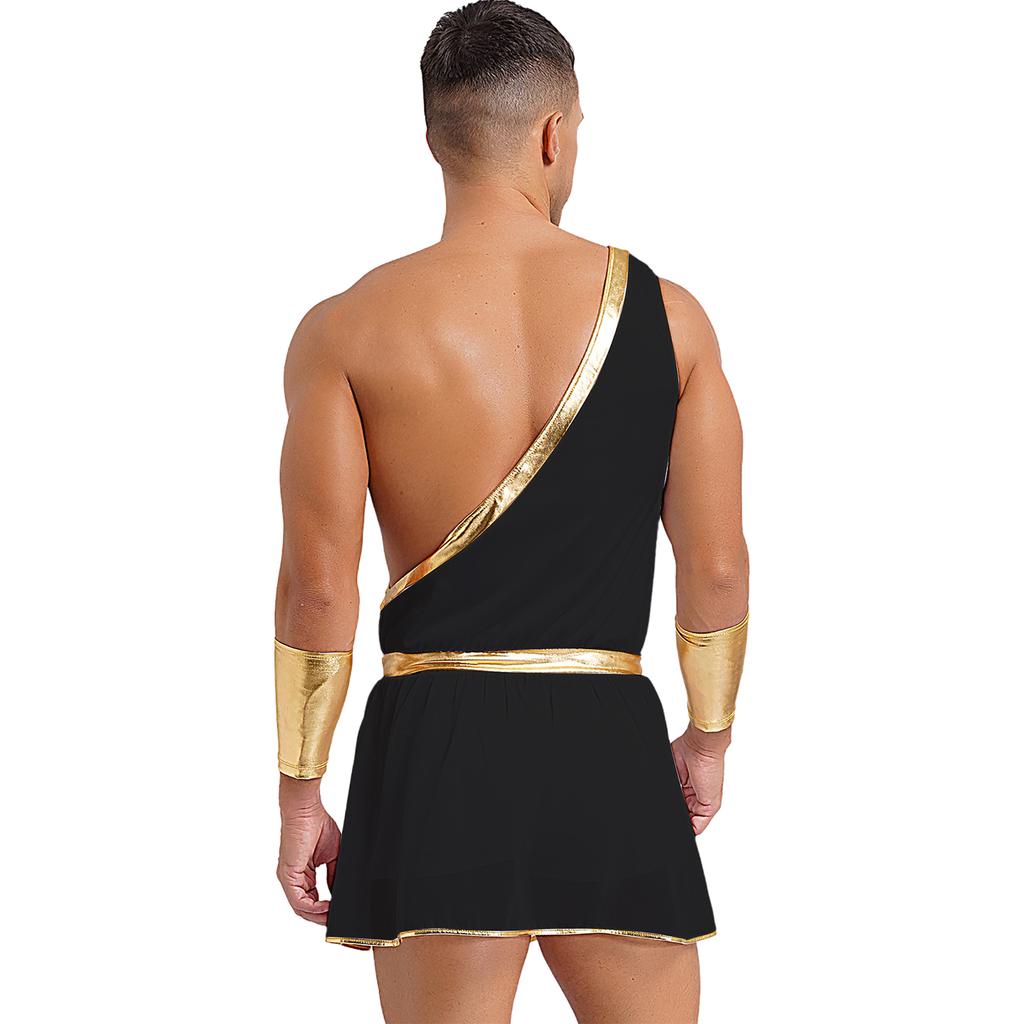 Mens Heart One Shoulder Romper Detachable Sleeves One Piece Bodysuit Costume