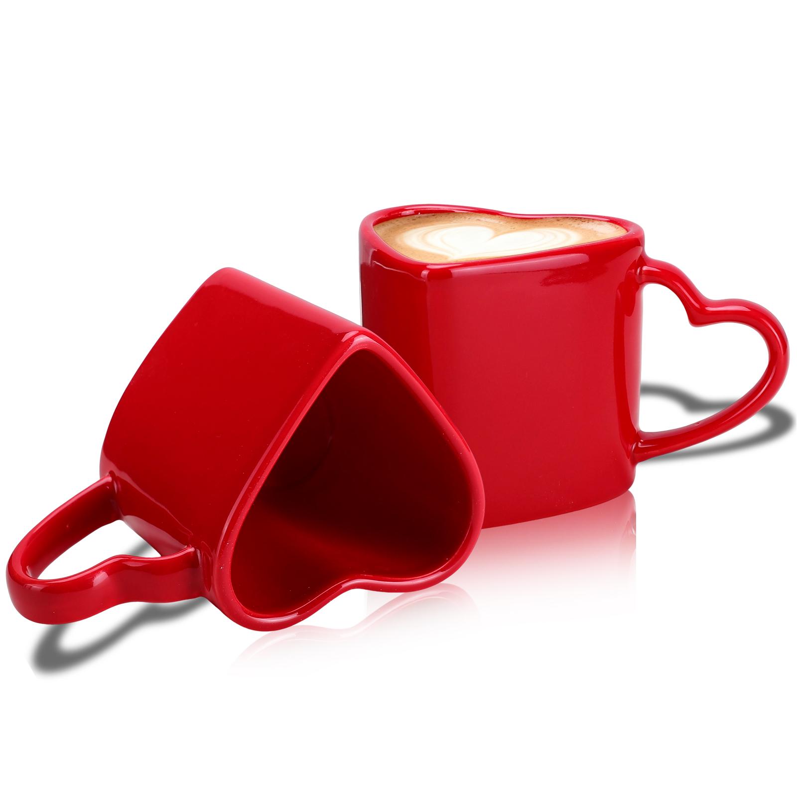 

2 Pcs Heart Shaped Mugs Valentine S Day Red Heart Coffee Cup 12 Oz Valentines Ceramic Mug With Handle Love Camping Tea Cup Valen червоний