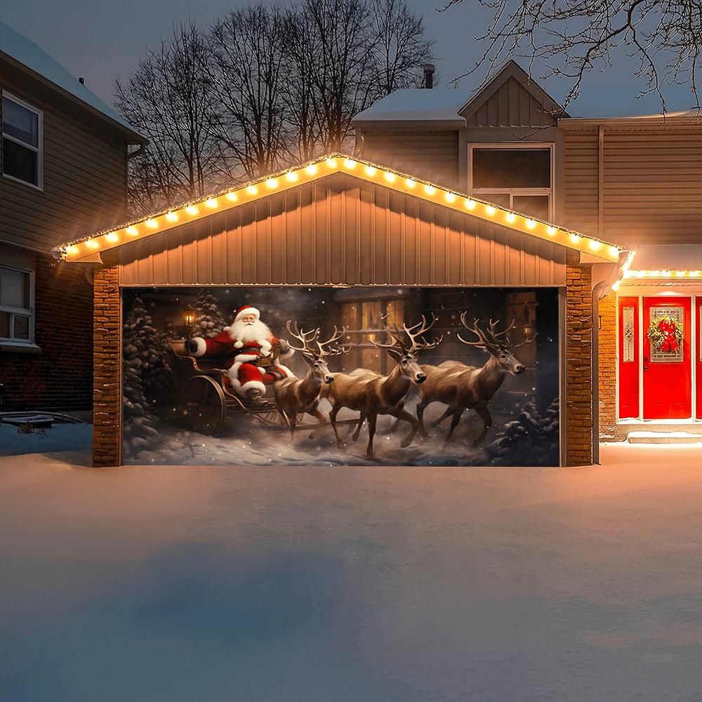 2D Türflagge 1 Stück Weihnachtsmann Schlitten Türflagge Weihnachten Radfahrer Szene Hintergrund
