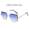 Fashion Shading Sunglasses Women Rimless UV400 Vintage Ladies Stylish Design Oversized Square Ocean Lens Sunglasses for Women