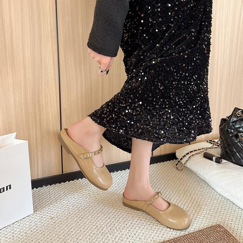 Mary Jane Bag Head Half Slippers Women Wear Lazy Pedal Summer 2025 New with Skirt Muller Cool Slippers