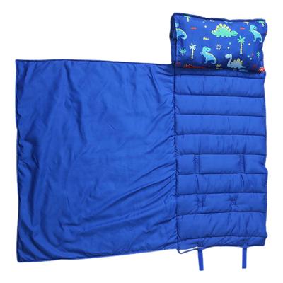 Schlafmatte für Kleinkinder, weich, waschbar, aufrollbares Design, Cartoon-Druck, Kinderschlafmatte mit abnehmbarem Kissen, Kinderschlafsack