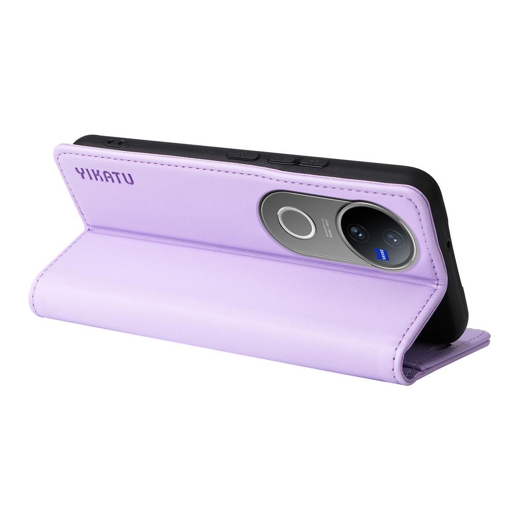 For Vivo V50 5G Phone Cases YIKATU Magnetic Closure PU Leather Mobile Cover  -  Light Purple