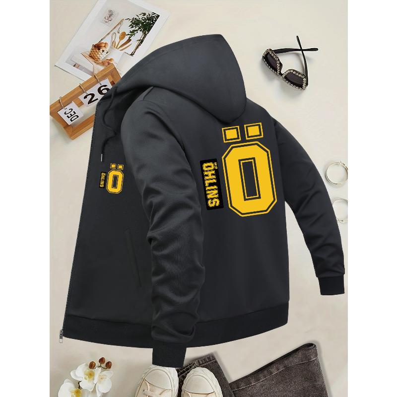 Men s Full Zip Hooded Coat Casual Loose Fit Comfortable Streetwear Outerwear XXL чёрный