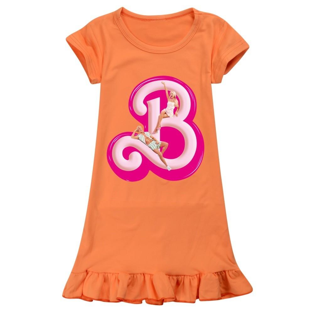 

Barbie Printed Pattern Girl Short Sleeve Sleep Dress Home Wear Fashion Gift 100cm оранжевый