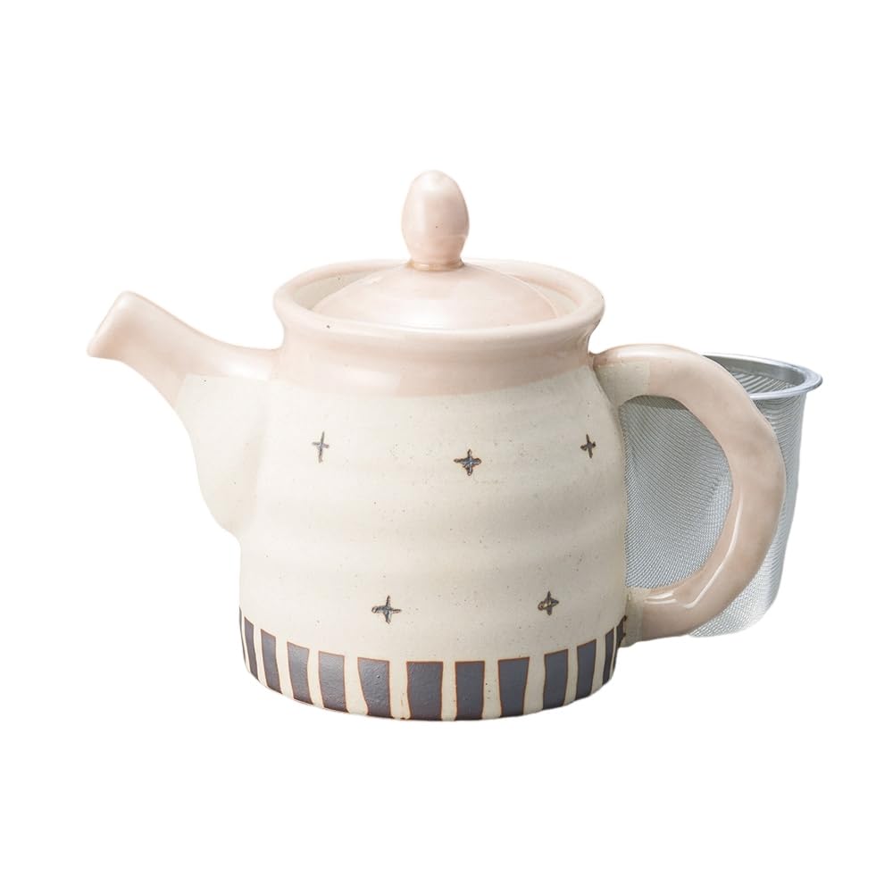 Ale-net Teapot, 18 X 10 X 13 Cm, 500cc, Spring Flower Design (Pink), with Tea Strainer, Mino Ware Porcelain, Made In Japan, Stylish